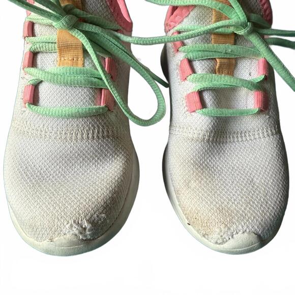 adidas Cloudfoam kids sneakers white mesh pastel lace-up size 11K - Picture 2 of 9